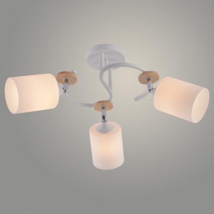 Люстра XA1634/3 WH+WOOD+CR белый/хром 3х60W E27 d460 h280, HN25
